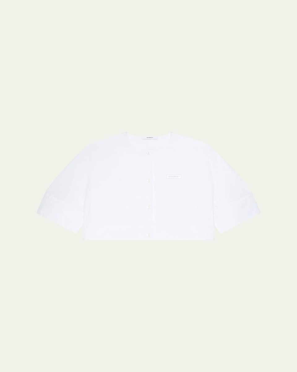Poplin Cocoon-Sleeve Cropped Shirt